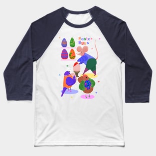 Cute mouse decorating easter eggs for cute birds, version 3 Baseball T-Shirt